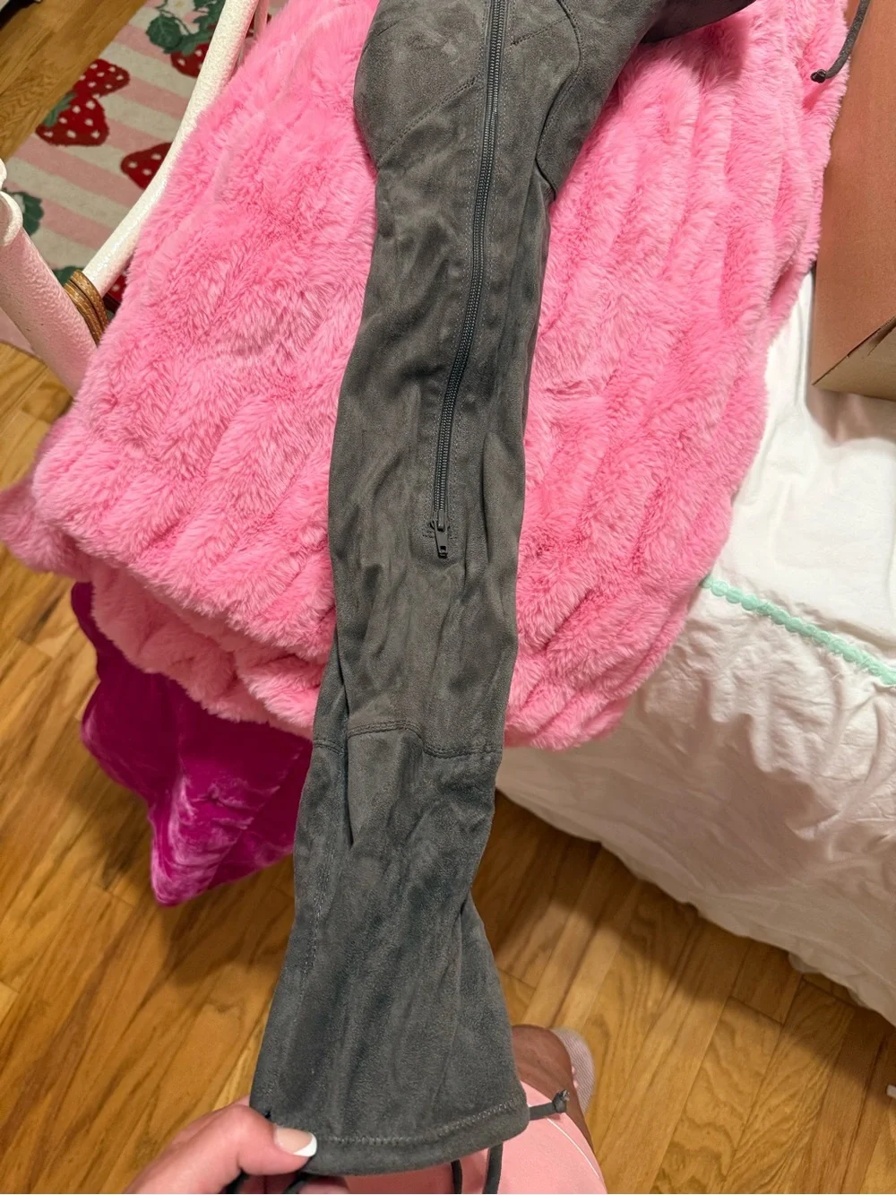 Women's Gray Suede over the knee Wedge Boots size medium 10